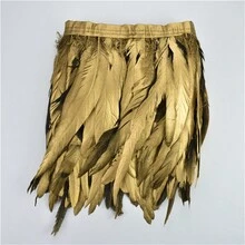 2碼雞羽毛修邊9.84-11.81英寸線狀雞鬃毛修邊連衣裙裙子服裝嘉年華裝飾