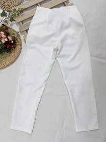 Pantalones De Cintura Alta De Sullyn_modas - Blanco - Ver 2