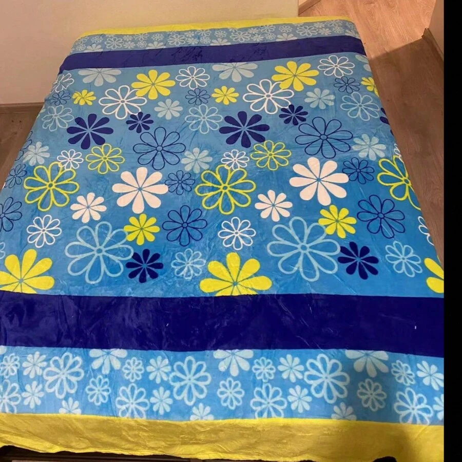 Frazada matrimonial estampada - Azul Capri - Ver 1