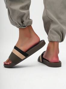 2025 New Heavy-Duty Striped Slippers For Women, Suitable For Indoor/Outdoor, Bathroom, Beach, Non-Slip Strap Slide Sandals