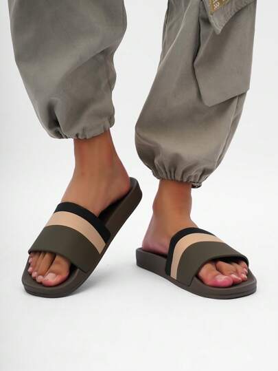 Papuci noi, cu talpă groasă, cu dungi pentru bărbați, pentru interior, exterior, baie, antiderapante, șlapi cu curele de plajă, stil pentru cupluri