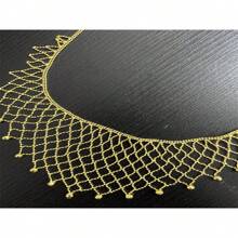 新到貨蕾絲針織網狀設計簡約鎖骨鏈,復古宮廷風格高端女士珠寶 - 金黃色 - 查看 4