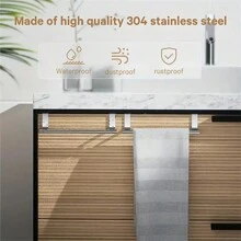 Towel Rack Over Door Towel Bar Hanging Holder Stainless Steel Bathroom Kitchen Cabinet Towel Rag Rack - Silver - View 5