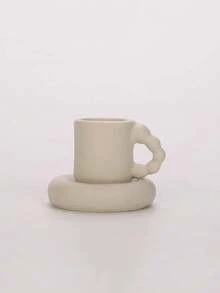 Ins Style Ceramic Candle Holder - Round Shape - Beige - View 3