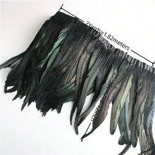 2碼雞羽毛修邊9.84-11.81英寸線狀雞鬃毛修邊連衣裙裙子服裝嘉年華裝飾