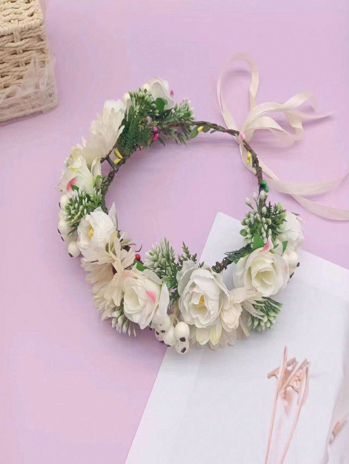 1pc Ladies' Fresh & Fashionable Simulated Flower Headband With Iceberg