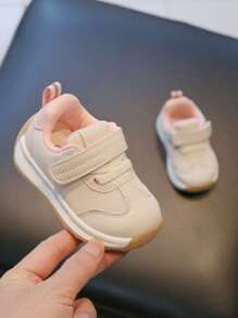 1pair Of Back To School Fashionable And Versatile Little Girls' White Sneakers, Breathable Mesh Sports Shoes Suitable For All Seasons - Pink - View 2