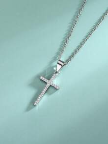 1個風格925純銀吊墜項鍊,鑲有石裝飾,男女皆宜休閒配戴