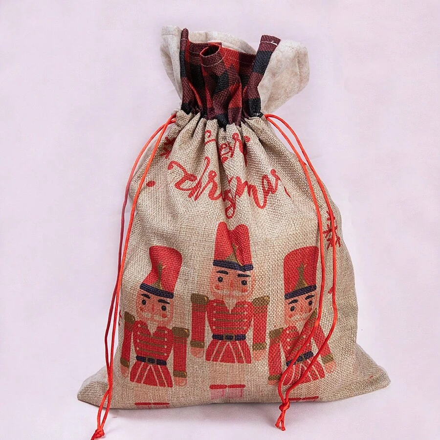 1 Miếng Thiết kế mới Số lớn Giáng sinh Phong cách Vải bố Dây rút Túi quà tặng Với Hoạt hình , 3 Và Hình bông tuyết Đồ trang trí , Hoàn hảo Đối với Đóng gói Giáng sinh , Cookie Hoặc Khác Quà tặng ngày lễ Đối với Gia đình - màu nâu - Xem 1