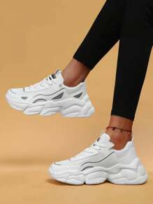 Của phụ nữ Trắng Giày thể thao Chunky , Nền tảng Giày thể thao , Tăng Chiều cao & Thoải mái Phù hợp , Giày Chunky Phong cách - trắng - Xem 4