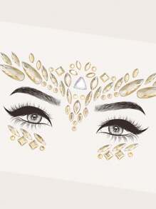 1sheet Rhinestone Facial Tattoo Sticker - Gold - View 3