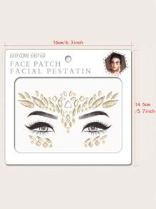 1sheet Rhinestone Facial Tattoo Sticker - Gold - View 5