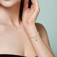 銀裝飾的女孩愛字符系列吊墜,適用於手鍊diy女士珠寶 - 銀色 - 查看 2