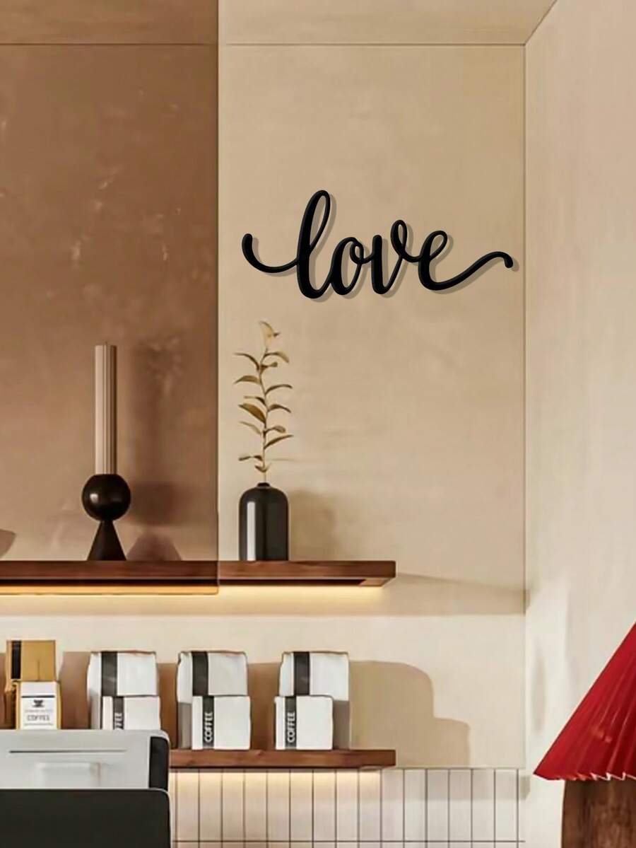 1入組黑色愛你更多標誌金屬牆飾,現代美麗的家居裝飾品,可掛在任何房間