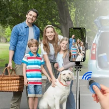 Perche à selfie Bluetooth : Perche à selfie trépied extensible pour téléphones - Portable, télécommandée et pliable pour voyager ! Compatible avec les smartphones /Android pour les vacances d'été, les voyages, les activités de plein air, la diffusion en direct. Trépied
