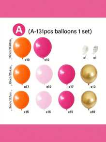 131入組菊花形氣球&橙色&玫瑰紅色花朵花環拱門套裝,適用於生日派對、嬰兒淋浴、家庭裝飾 - 彩色 - 查看 4