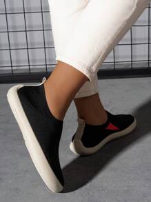 Women's Fashionable Breathable Walking Shoes, Colorblock Low Top Woven Casual Shoes, Comfortable Light Sports Travel Shoes