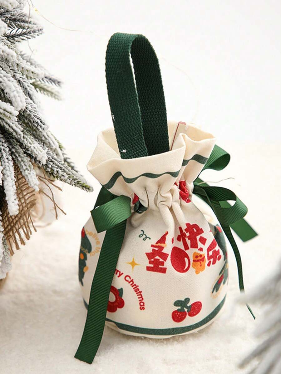 1入聖誕禮品袋，聖誕夜蘋果袋，聖誕禮品糖果帆布袋