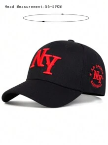 AR 1pc Men's Letter Embroidered Baseball Cap New York, Fashionable Adjustable Sunscreen Casual Hat For Spring And Autumn Travel, Beach, Party Street