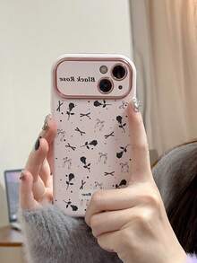 Gran Ventana Negra Con Rosas Negras Pequeñas En Toda La Pantalla - Rosa - Ver 2