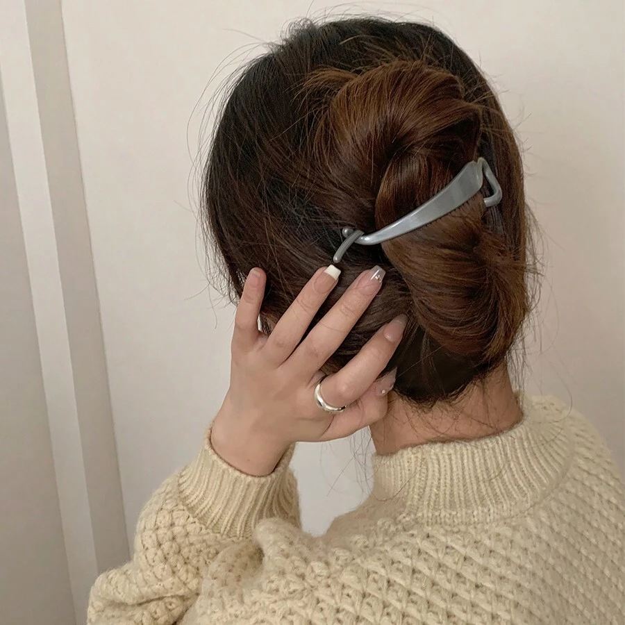 1 件裝女式冷色調韓式簡約馬尾辮和後髮髮夾,包括香蕉夾、垂直夾和橫夾