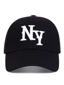 1pc Men's Fashionable Alphabet Embroidery Baseball Cap, New York, Sun Protection And Adjustable, Suitable For Traveling, Parties And Beach Activities In Spring And Autumn Street - Black - View 2
