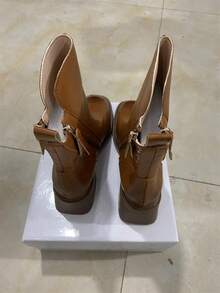 2023 Spring Autumn Winter New Vintage Women's Round Toe Double Zipper Boots, Ankle Length