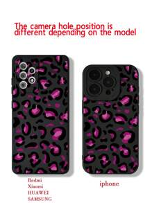 Pink Leopard Print Thickened Anti-Fall Phone Case Compatible With Apple, Samsung, And Huawei - Multicolor - View 4