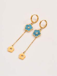 1入流行新款歐美風格奢華空心花朵、羽毛和流蘇女式耳環,適用於休閒和旅遊裝扮