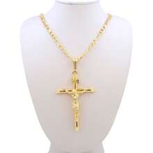 Colar De Cruz Charme/pingente Jesus De Corrente Dourada Para Homens