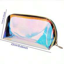 1個交響激光半圓形化妝包,大容量方便休閒收納包,洗漱包外殼化妝包,高度定制 - 淺藍色 - 查看 2