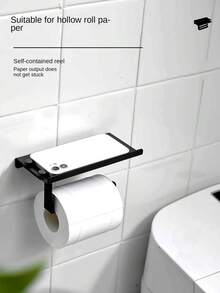 1入組鋁製廁紙架,黑色大容量收納架,適用於浴室/酒店廁紙架,掛壁式可拍照且收納卷紙 - 黑色 - 查看 6