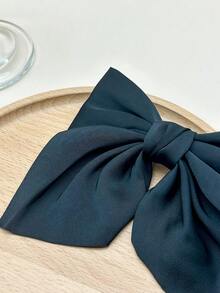 1pc Solid Color Bowknot Hair Clip For Women - Black - View 3