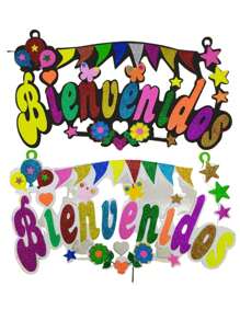 Letrero Decorativo de Bienvenidos Foamy. Goma Eva. - Blanco y Negro - Ver 2