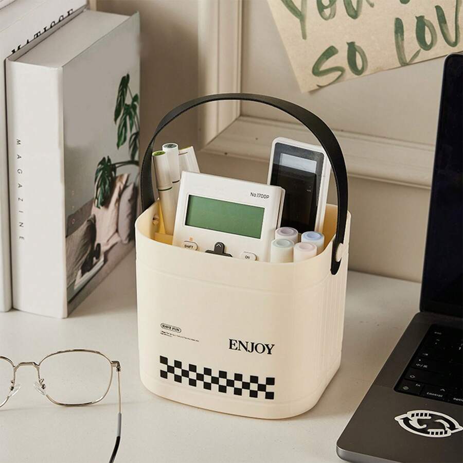 1 件极具吸引力的办公桌储物箱、手持储物篮 - 乳白色 - 查看 1