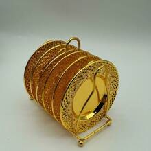 1set European-style Luxurious Coffee Cup & Tea Cup Coaster, Fruit & Dessert Plate With Storage Rack - Gold - View 1