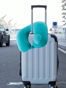 1pc Inflatable U-shaped Pillow With Press Button, Suitable For Travel And Bath - Multicolor - View 5