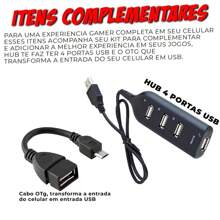 Kit Mobilador Gamer Jogar Ff No Celular Com Teclado, Mouse e Mouse Pad Free Fire Warzone Pub Fortnite - Preto - Visão 4