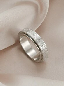 1 Miếng Đơn giản & Đúng mốt Thép không gỉ Mờ Có thể xoay Nhẫn Đối với Mỗi ngày Thiết yếu , Giảm bớt căng thẳng - Bạc - Xem 1