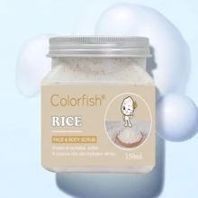 350ml Rice Body Scrub With Walnut Particles For Deep Cleansing And Exfoliating, Remove Dead Skin And Hydrate, Nourish Skin Care