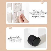 Estantería Móvil, Gran Capacidad, Giratoria y Extraíble, Estantería Móvil para Libros de Plástico, Práctica Estantería con Ruedas para Uso en el Hogar, el Estudio y la Oficina - Blanco - Ver 8