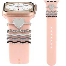 5pcs/Set Universal Silicone Watch Band Decorative Ring Compatible With Apple Watch Bands - Silver - View 13