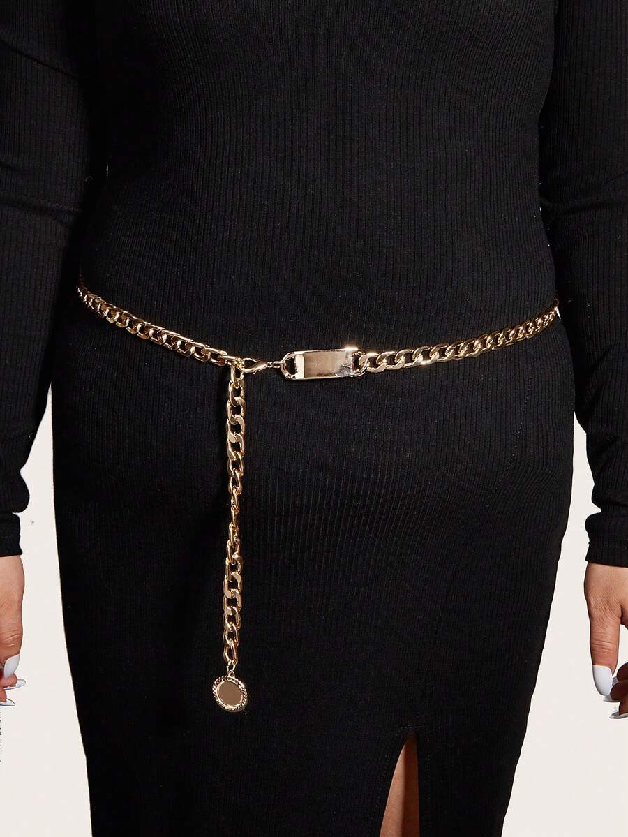 1 Miếng Quý cô Phong cách Đơn giản Kim loại Nhỏ bé Đĩa Trang trí chuỗi Dây chuyền thắt lưng Đối với Mặc hàng ngày Đầm Phụ kiện - Vàng - Xem 1