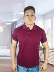 Men Polo Shirts - 黑色 - 查看 5