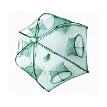 Red De Trampa De Pesca Plegable, Para Camarones, Cangrejos, Peces Pequeños, Cebo Vivo, Con 6 Entradas - Verde - Ver 2