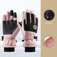 1 đôi Của phụ nữ Polyester Không thấm nước Màn hình cảm ứng Dày Mùa Đông Ngoài trời Thể thao Găng tay trượt tuyết - Hồng - Xem 1