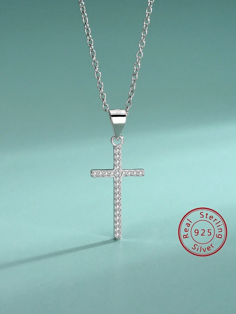 1個風格925純銀吊墜項鍊,鑲有石裝飾,男女皆宜休閒配戴