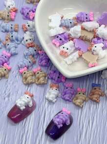 15 件裝迷你可愛狗形樹脂剪貼簿、水鑽和美甲裝飾套裝 - 適合 Diy 美甲裝飾、婚禮剪貼簿貼紙