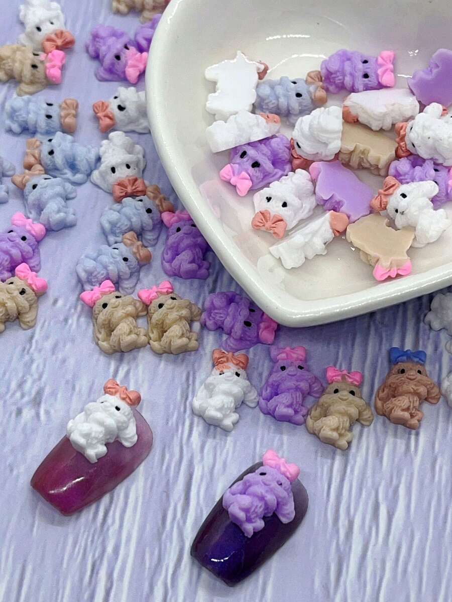 15 件裝迷你可愛狗形樹脂剪貼簿、水鑽和美甲裝飾套裝 - 適合 Diy 美甲裝飾、婚禮剪貼簿貼紙