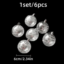 6 件圣诞球，彩绘雪花装饰塑料球，圣诞派对装饰用品，气氛道具 - 白色雪花 - 查看 3
